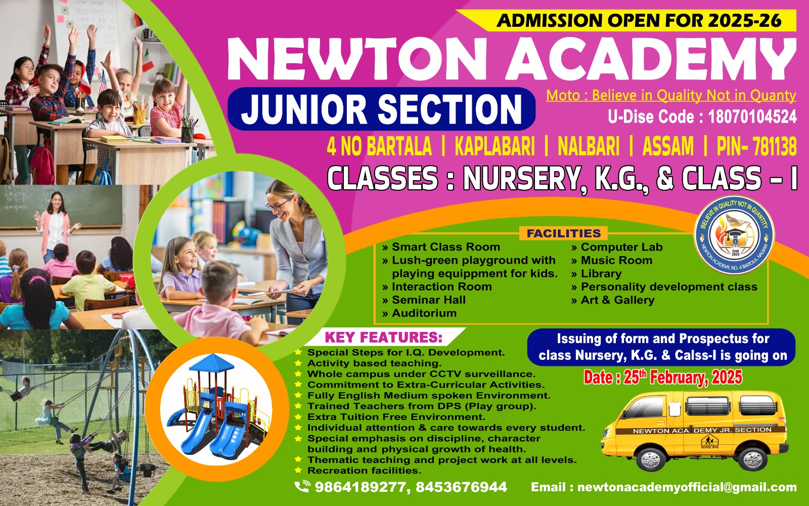 Shortly Onening Newton Joniur Section